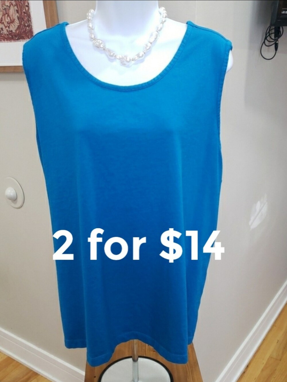 Studio Works Woman, Sleeveless Scoop Neck Tank Top - Bright Royal Blue, 3X